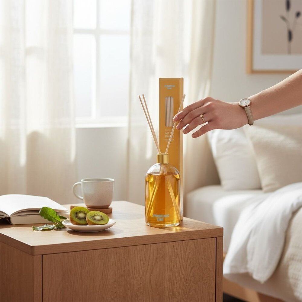 Sparkling Kiwi Reed Diffuser With 5 Reeds 5.07 Fl Oz (150ml) - Refreshing Home F - Picture 2 of 6
